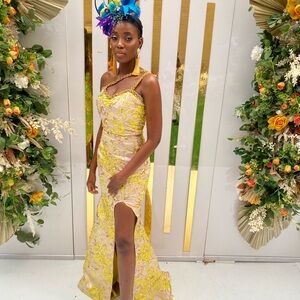 Elegant Yellow Floral Dress